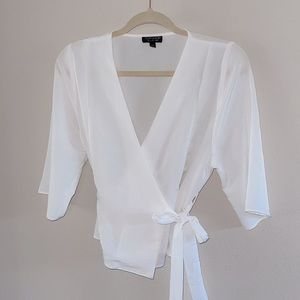 Topshop kimono wrap blouse white